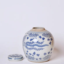 Load image into Gallery viewer, Blue & White Porcelain Phoenix Round Storage Jar
