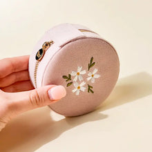 Load image into Gallery viewer, Round Velvet Jewelry Case - Floral Blush