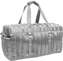 Load image into Gallery viewer, Tubular Quilted Metallic Nylon Duffel Bag