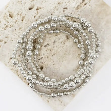 Load image into Gallery viewer, 5PC Metallic Beaded Stretch Bracelets Set