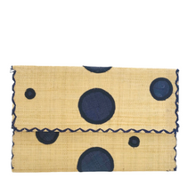 Load image into Gallery viewer, Polka Dot Straw Envelope Clutch