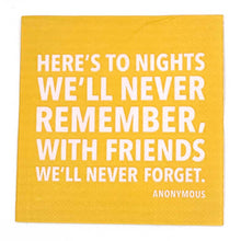 Load image into Gallery viewer, Beverage Napkins - To Nights We'll Never Remember