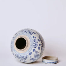 Load image into Gallery viewer, Blue & White Porcelain Phoenix Round Storage Jar