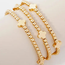 Load image into Gallery viewer, 3PC-Set Metallic Beads Quatrefoil Stackable Stretch Bracelets