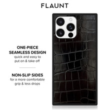 Load image into Gallery viewer, FLAUNT Black Crocodile Leather MagSafe iPhone Case