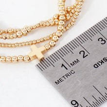 Load image into Gallery viewer, 4PC-Set Cross Accents Metallic Beaded Stackable Stretch Bracelet