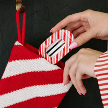 Load image into Gallery viewer, TELETIES Flat Round Hair Clip - Candy Cane