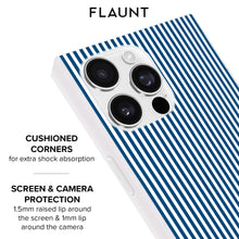 Load image into Gallery viewer, FLAUNT Blue & White Oxford Stripe MagSafe iPhone Case