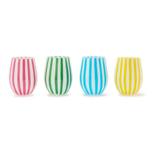 Load image into Gallery viewer, Celebration Stripe Hand-Painted Stemless Wine Glasses - Set of 4