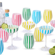 Load image into Gallery viewer, Celebration Stripe Hand-Painted Stemless Wine Glasses - Set of 4