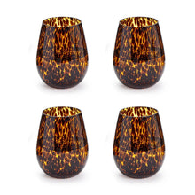 Load image into Gallery viewer, Tortoise Print Stemless Wine Glass - Set of 4