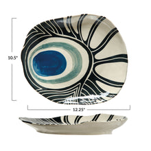 Load image into Gallery viewer, Hand-Painted Stoneware Organic Shaped Platter