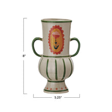 Load image into Gallery viewer, Hand-Painted Stoneware Urn