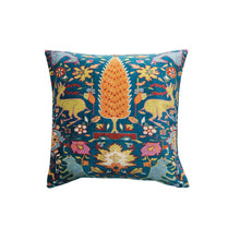 Load image into Gallery viewer, Square Cotton Blend Velvet Printed Pillow w/ Vintage Carpet Pattern