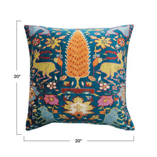 Load image into Gallery viewer, Square Cotton Blend Velvet Printed Pillow w/ Vintage Carpet Pattern