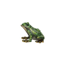 Load image into Gallery viewer, Enameled Metal Frog Shaped Trinket Box w/ Jewels