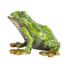 Load image into Gallery viewer, Enameled Metal Frog Shaped Trinket Box w/ Jewels
