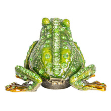 Load image into Gallery viewer, Enameled Metal Frog Shaped Trinket Box w/ Jewels
