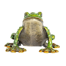 Load image into Gallery viewer, Enameled Metal Frog Shaped Trinket Box w/ Jewels