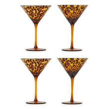 Load image into Gallery viewer, Tortoise Print Martini Glasses - Set of 4