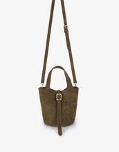 Load image into Gallery viewer, Joya Faux Suede Mini Bucket Bag - Olive