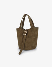 Load image into Gallery viewer, Joya Faux Suede Mini Bucket Bag - Olive