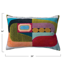 Load image into Gallery viewer, Cotton Velvet Printed Lumbar Pillow w/ Abstract Design