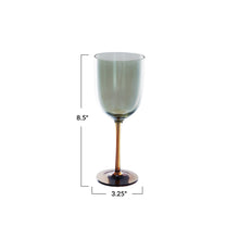 Load image into Gallery viewer, Iridescent Stemmed Wine Glass - Amber Color & Green