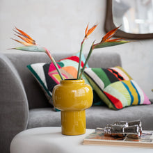 Load image into Gallery viewer, Enameled Metal Vase, Mustard Color