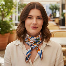 Load image into Gallery viewer, Scarf - Geometric Floral Pattern Square Bandana