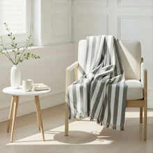 Load image into Gallery viewer, Woven Cotton Striped Throw - Natural & Green