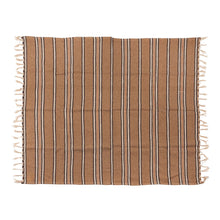 Load image into Gallery viewer, Cotton Blend Throw with Stripes & Fringe