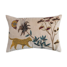 Load image into Gallery viewer, Cotton Velvet Lumbar Pillow with Embroidered Flora/Fauna