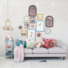 Load image into Gallery viewer, 20" Square Cotton Velvet Printed Pillow with Chambray Back, Multi Color