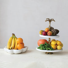 Load image into Gallery viewer, Marble 2-Tier Tray with Aluminum Palm Tree Shaped Handle