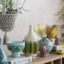 Load image into Gallery viewer, Stoneware Footed Bowl with Geometric Pattern
