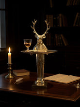 Load image into Gallery viewer, Gold Cast Aluminum Reindeer with Butler Serving Tray