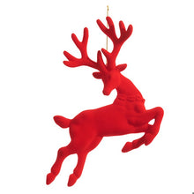 Load image into Gallery viewer, 17.5" Red Flocked Leaping Deer Ornament