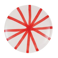 Load image into Gallery viewer, Hand-Painted Stoneware Pedestal w/ Stripes, Red & Cream Color