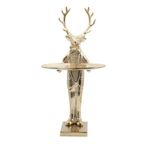 Load image into Gallery viewer, Gold Cast Aluminum Reindeer with Butler Serving Tray