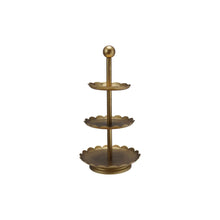 Load image into Gallery viewer, Decorative Metal 3-Tier Tray with Scalloped Edges