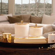 Load image into Gallery viewer, Thymes Frasier Fir Gilded Frosted Wood Grain Candle