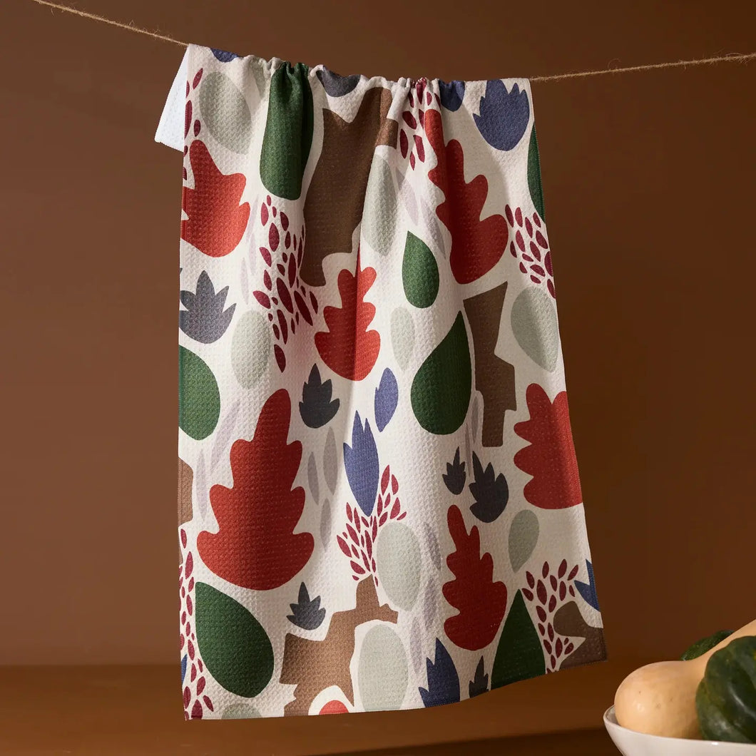 Geometry Tea Towel - Cut Paper Leaves/Cream