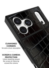Load image into Gallery viewer, FLAUNT Black Crocodile Leather MagSafe iPhone Case
