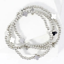 Load image into Gallery viewer, 3PC-Set Metallic Beads Quatrefoil Stackable Stretch Bracelets
