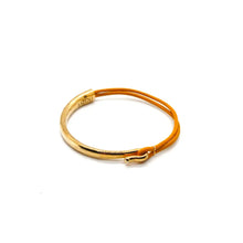 Load image into Gallery viewer, Leather + 24K Gold Plate Bangle Bracelet
