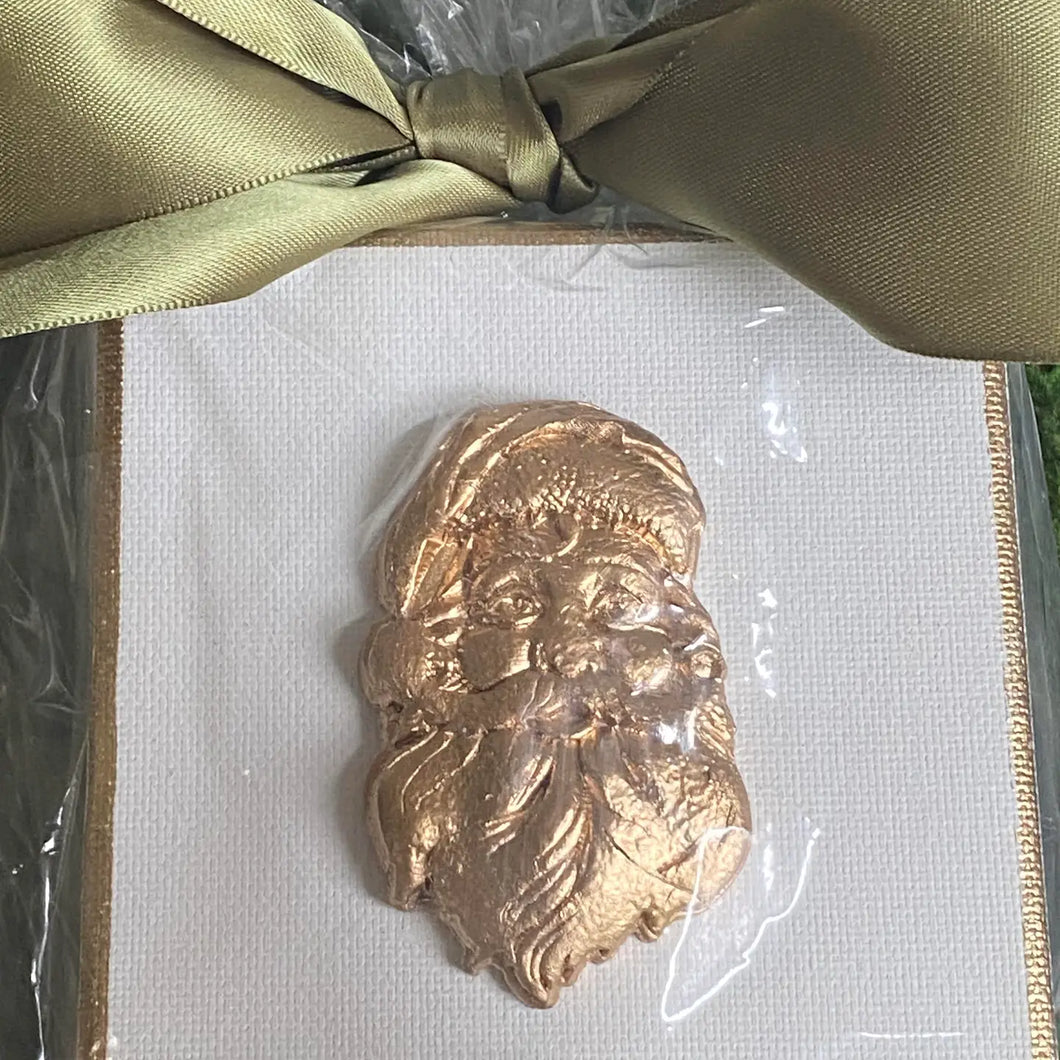 Hand Brushed Gold Leaf Vintage Style Santa Canvas