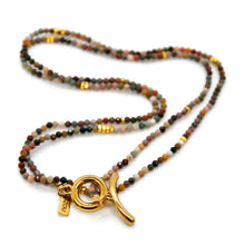 Load image into Gallery viewer, Long Alashan Agate Stone and Gold Luxury Necklace
