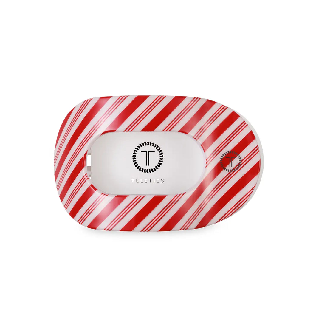 TELETIES Flat Round Hair Clip - Candy Cane