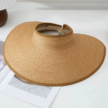 Load image into Gallery viewer, Straw Woven Oversized Wide Brim Sun Visor
